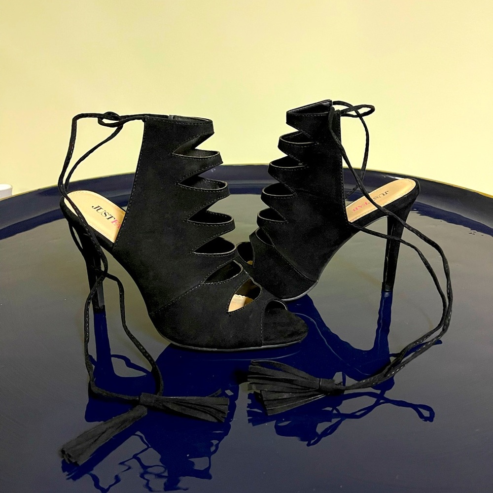 JustFab Black Cutout Booties